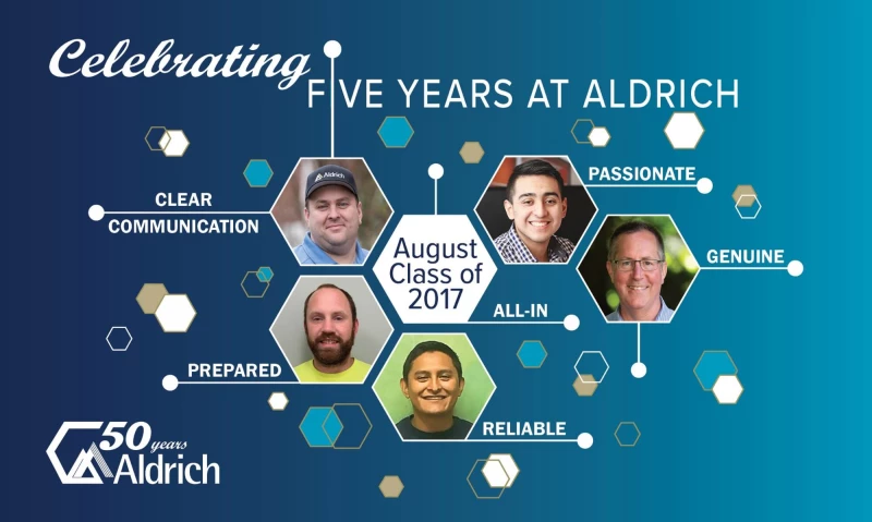 Five A+ Team Celebrate Five Years with Aldrich