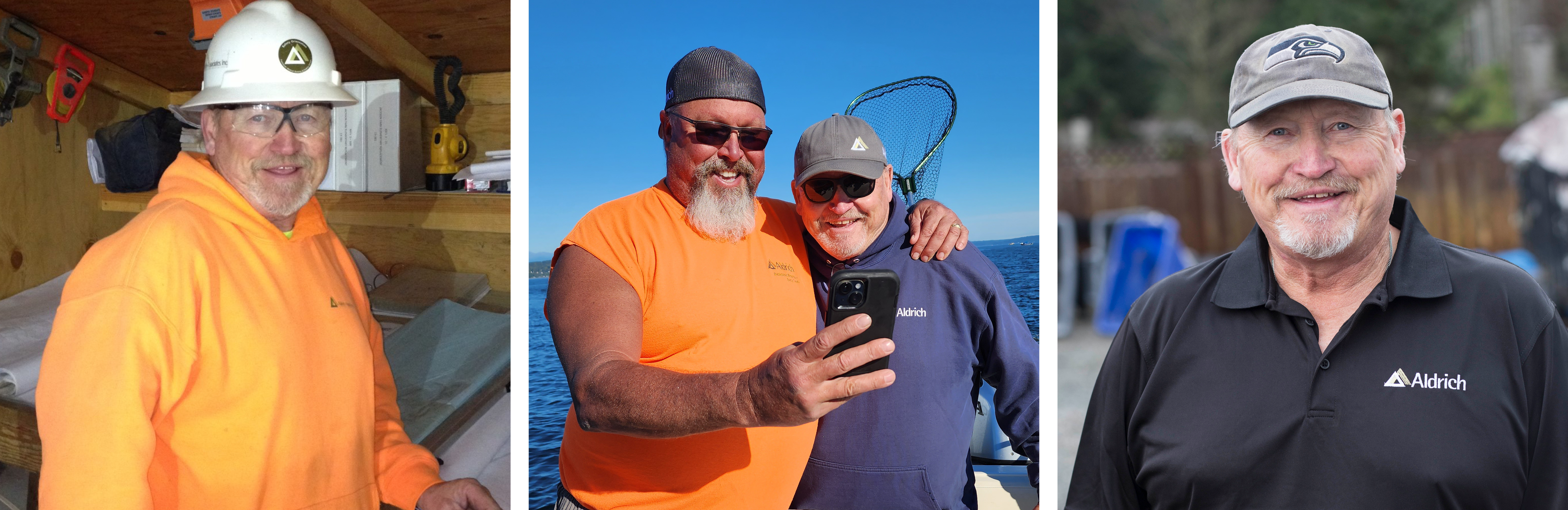 Dave is an exceptional Superintendent, shown center photo with longtime teammate Randy Carlson on Aldrich fishing trip photo-compilation3.png